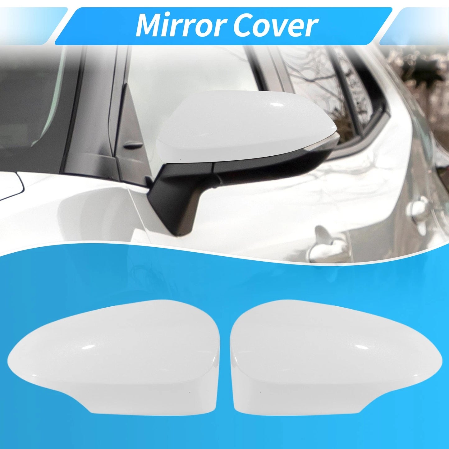 White ABS Wing Door Rearview Mirror Covers for Toyota Yaris (2012-2019)