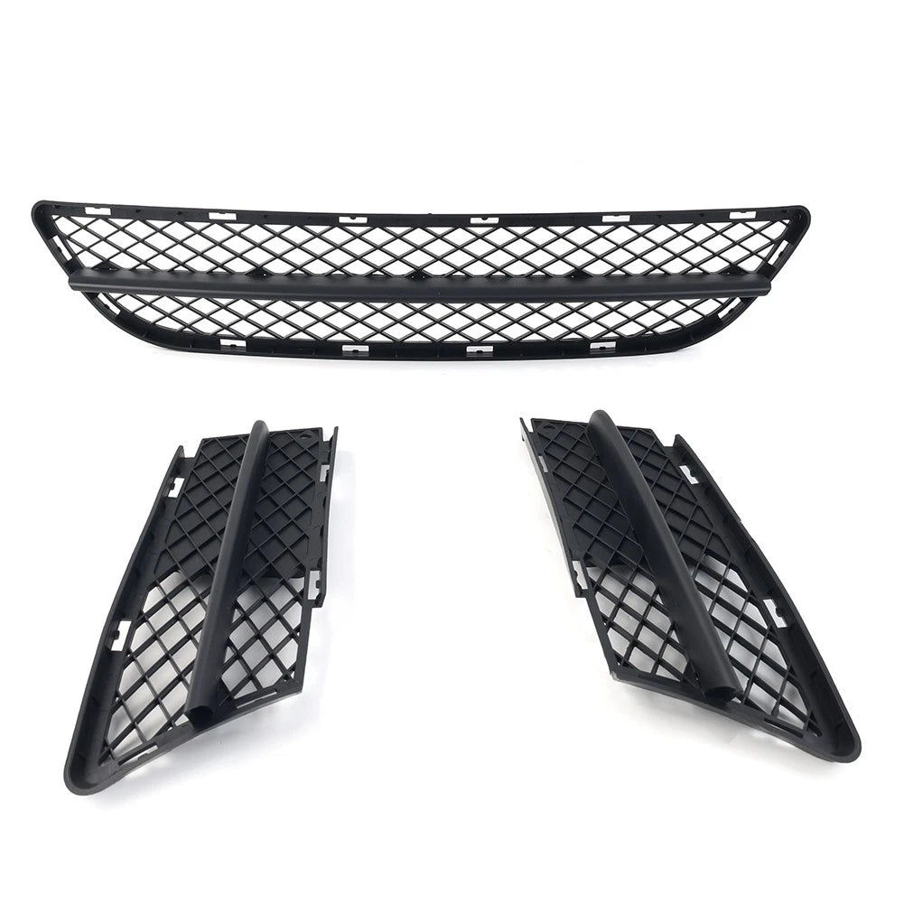 Black Front Lower Bumper Grilles Cover Set for BMW 3 Series E90 E91 (2006-2008)