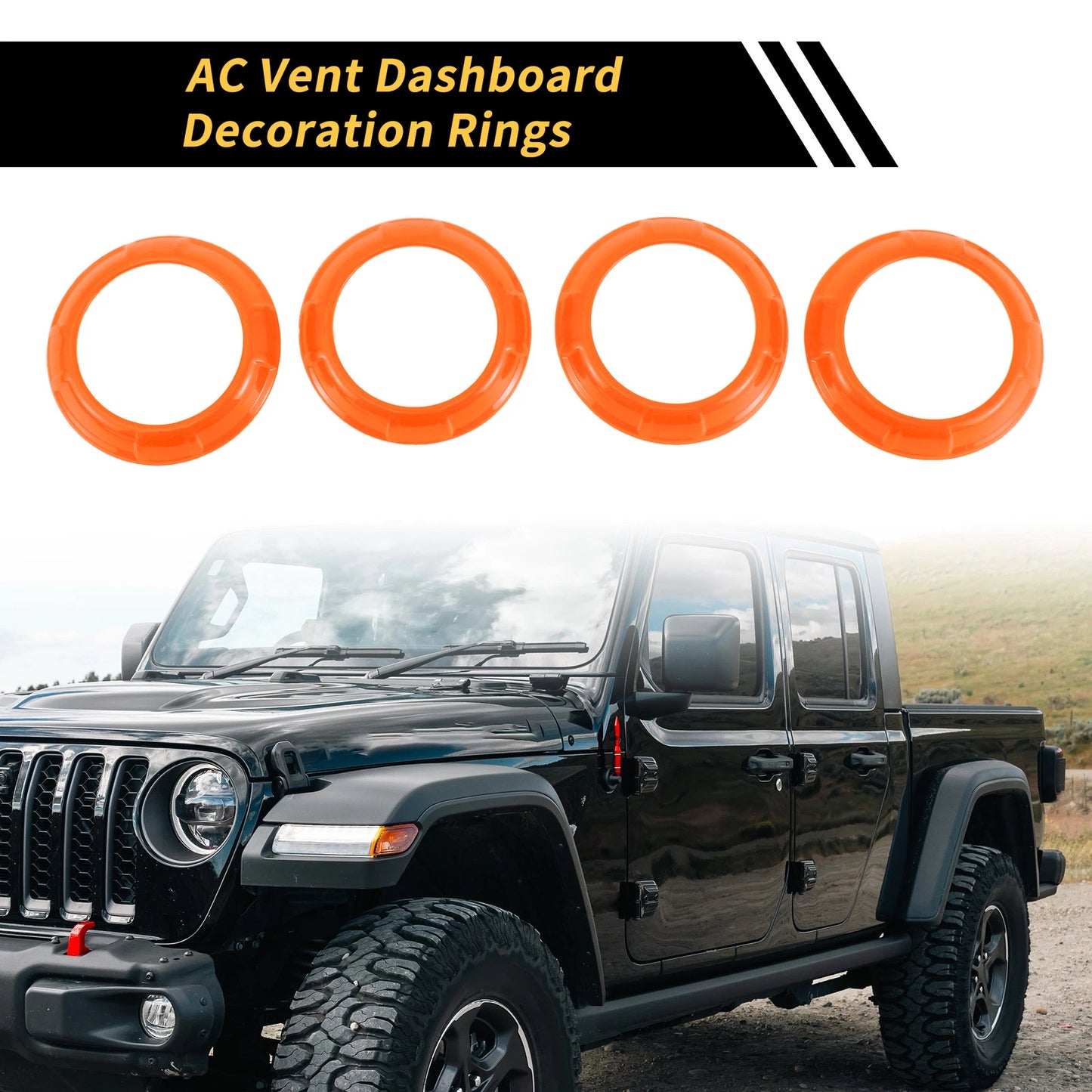 AC Vent Dashboard Decoration Rings for Jeep Wrangler JK JKU (2011-2017) Orange
