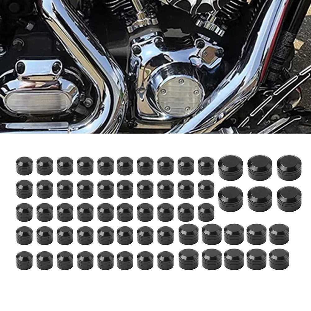 62X Black Engine Bolt Caps for Harley Touring Road King Street Glide (2017-24)