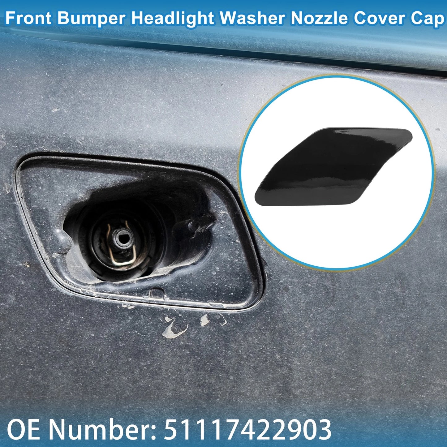 Front Left Washer Nozzle Cover for BMW X6 2015-2019 (2 x Black Caps)