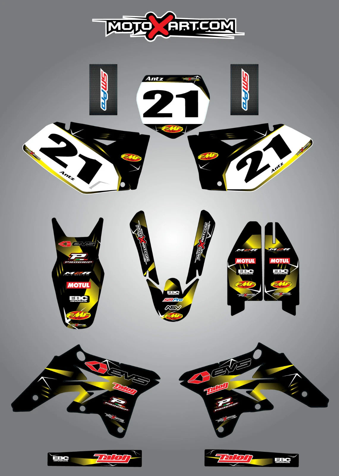Full Graphics Kit for Suzuki RMZ 250 (2007-2009) - BARBED Style Decals