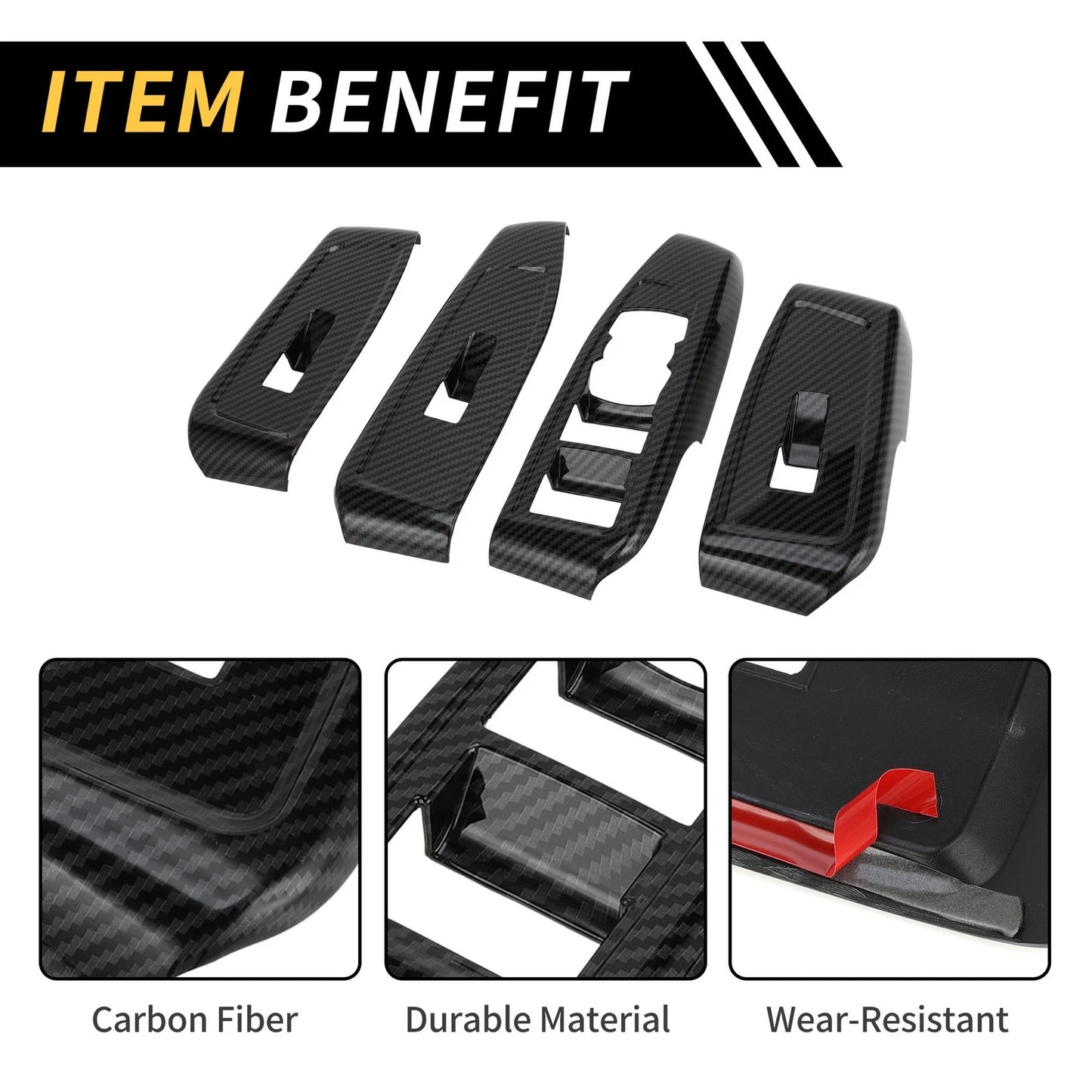Carbon Fiber Front Door Window Switch Panel Set for Ford Ranger (2019-2023)