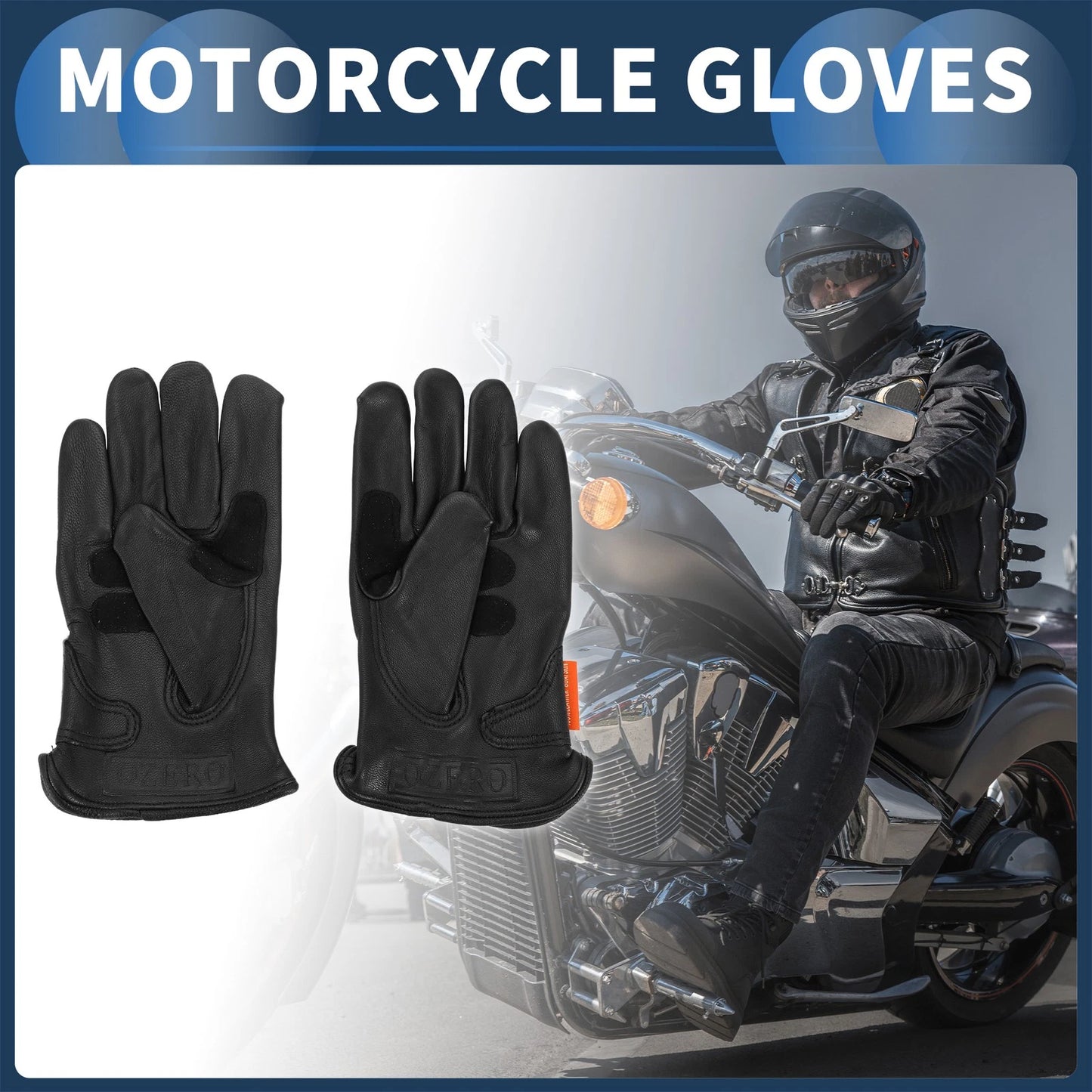 1 Pair Motorcycle Gloves Sheep Leather Cycling Riding Gloves XL Black