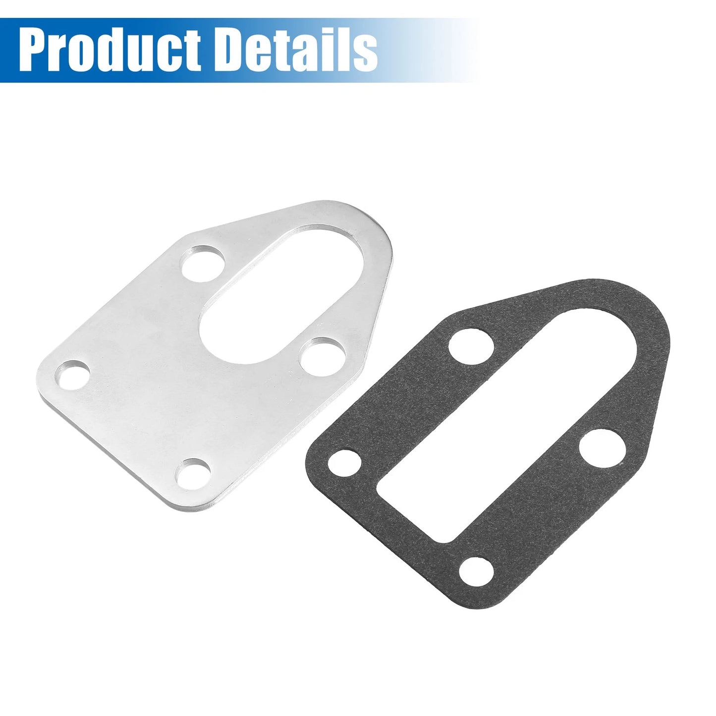 Set Fuel Pump Mounting Plate with Gasket for Chevy SBC Engine Silver Tone