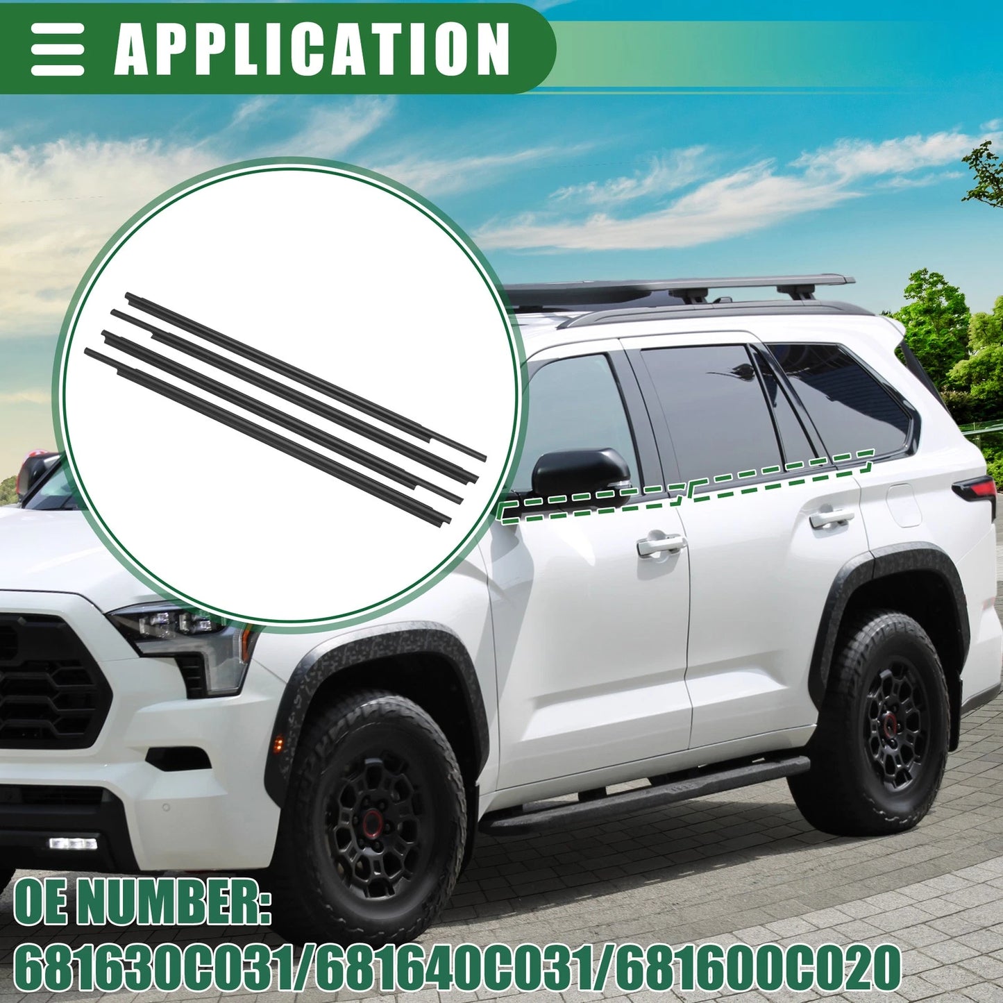 1 x Set Window Weatherstrip Trim Seal Belt for Toyota