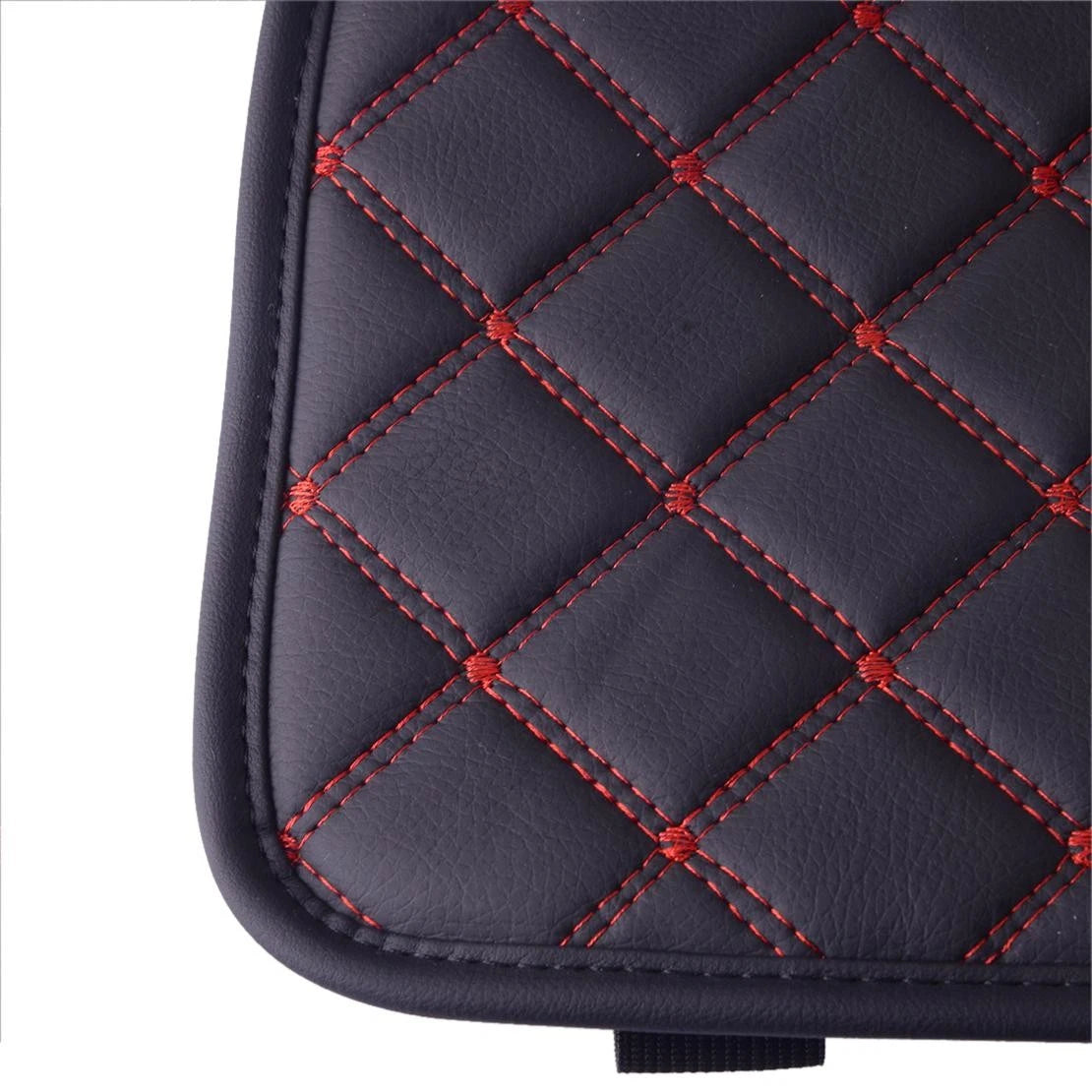 Universal Armrest Cushion Cover for Car Center Console Box Pad Black & Red Line
