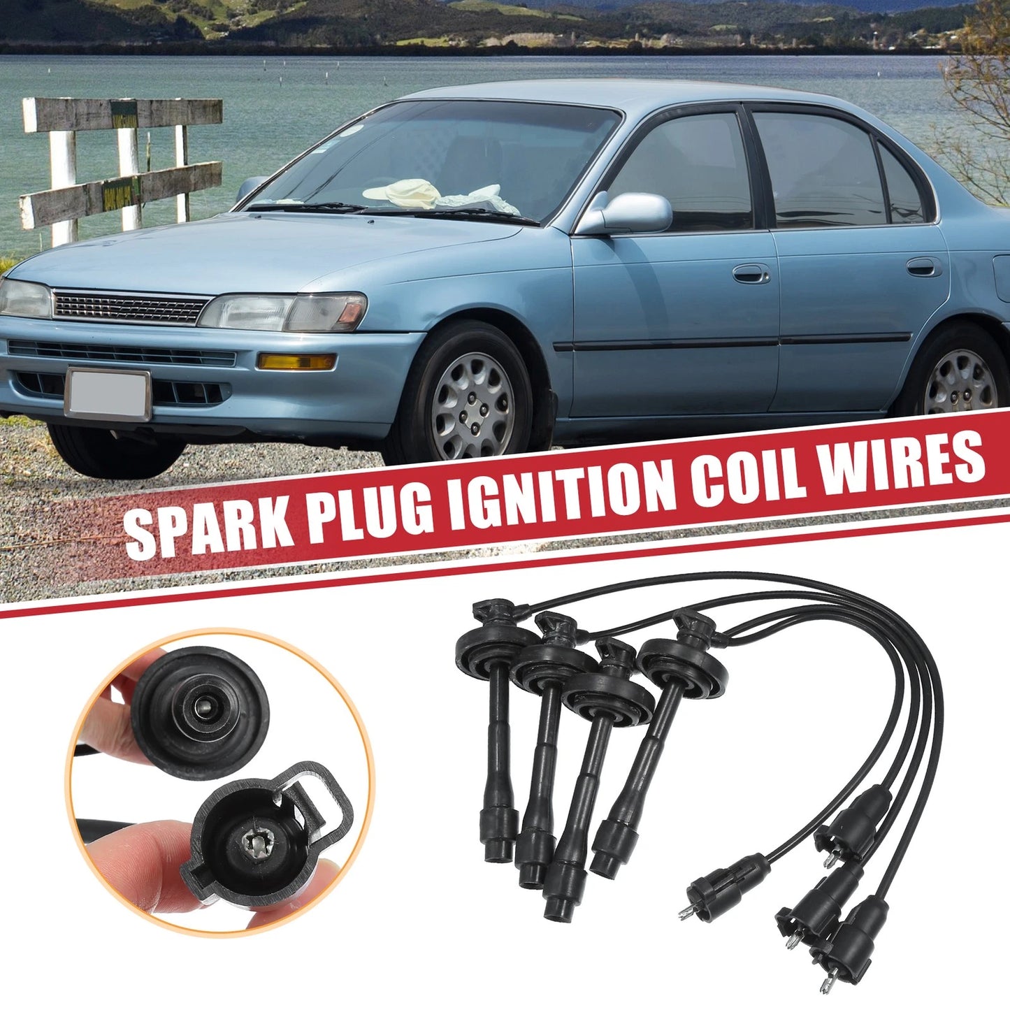 4pcs Spark Plug Wire Ignition Coil Cable for Toyota Corolla (1998-2002)