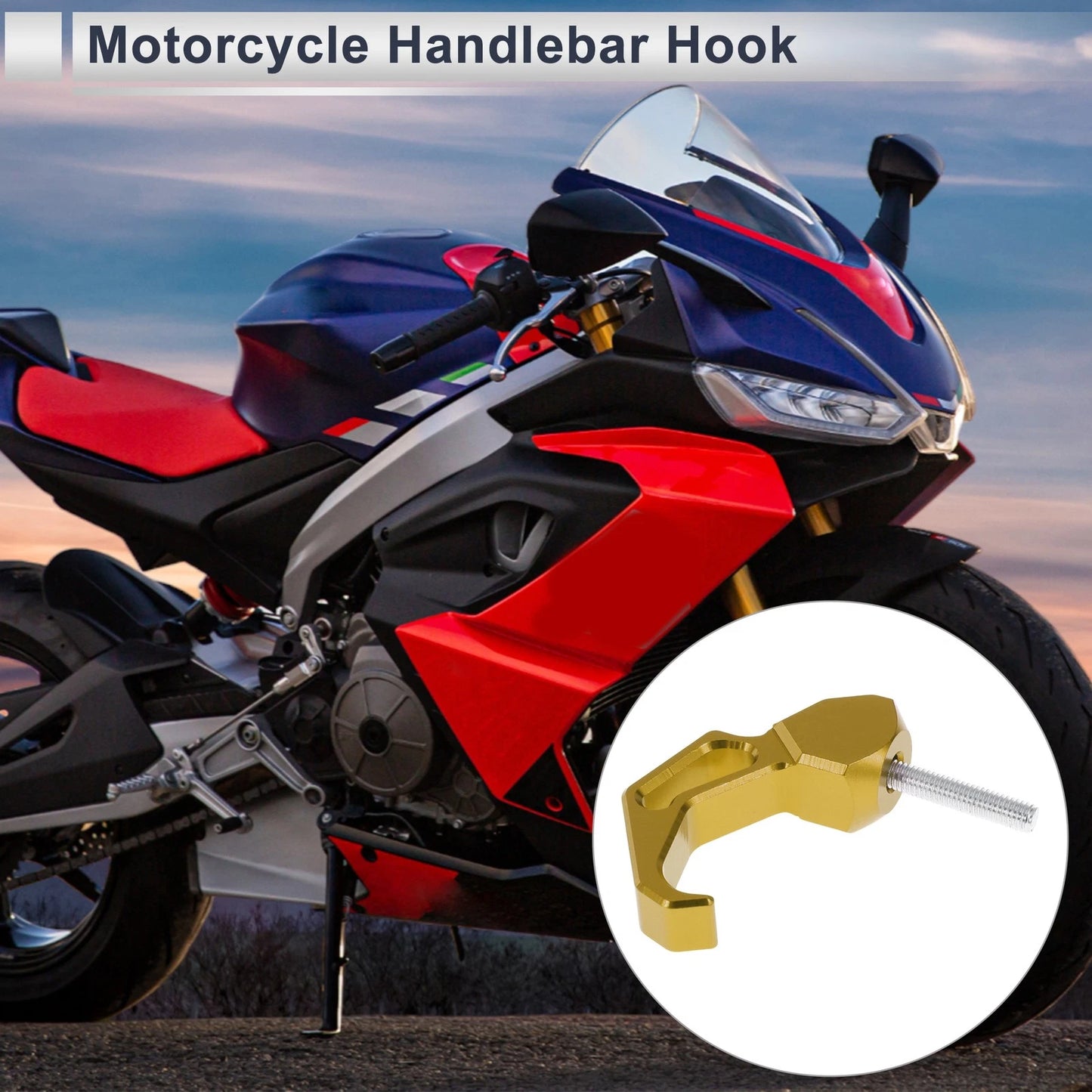 Finger Shape Hook 1 Set Gold Black 68mm Length for Motorcycle