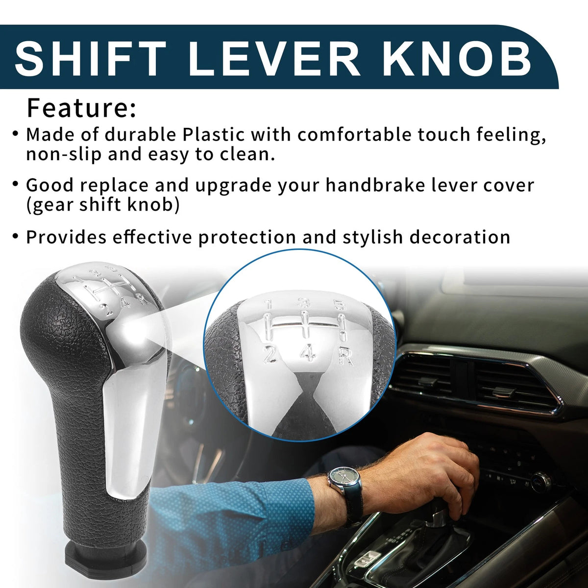 5 Speed Manual Gear Shifter Knob for Chevrolet Spark Plastic Chrome (2011 - 2016)