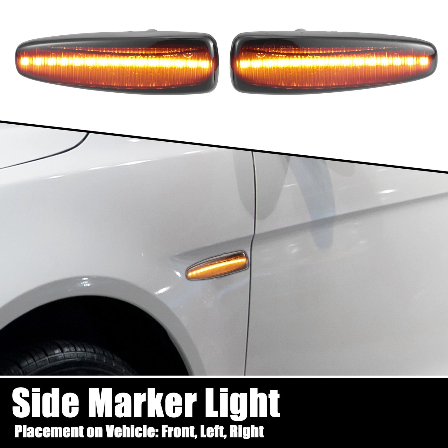 LED Side Marker Lights  Black for Mitsubishi Lancer VIII (2007-2017)