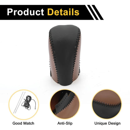 Gear Shift Knob Cover for Honda Civic 2016-2021 Black Brown Faux Leather