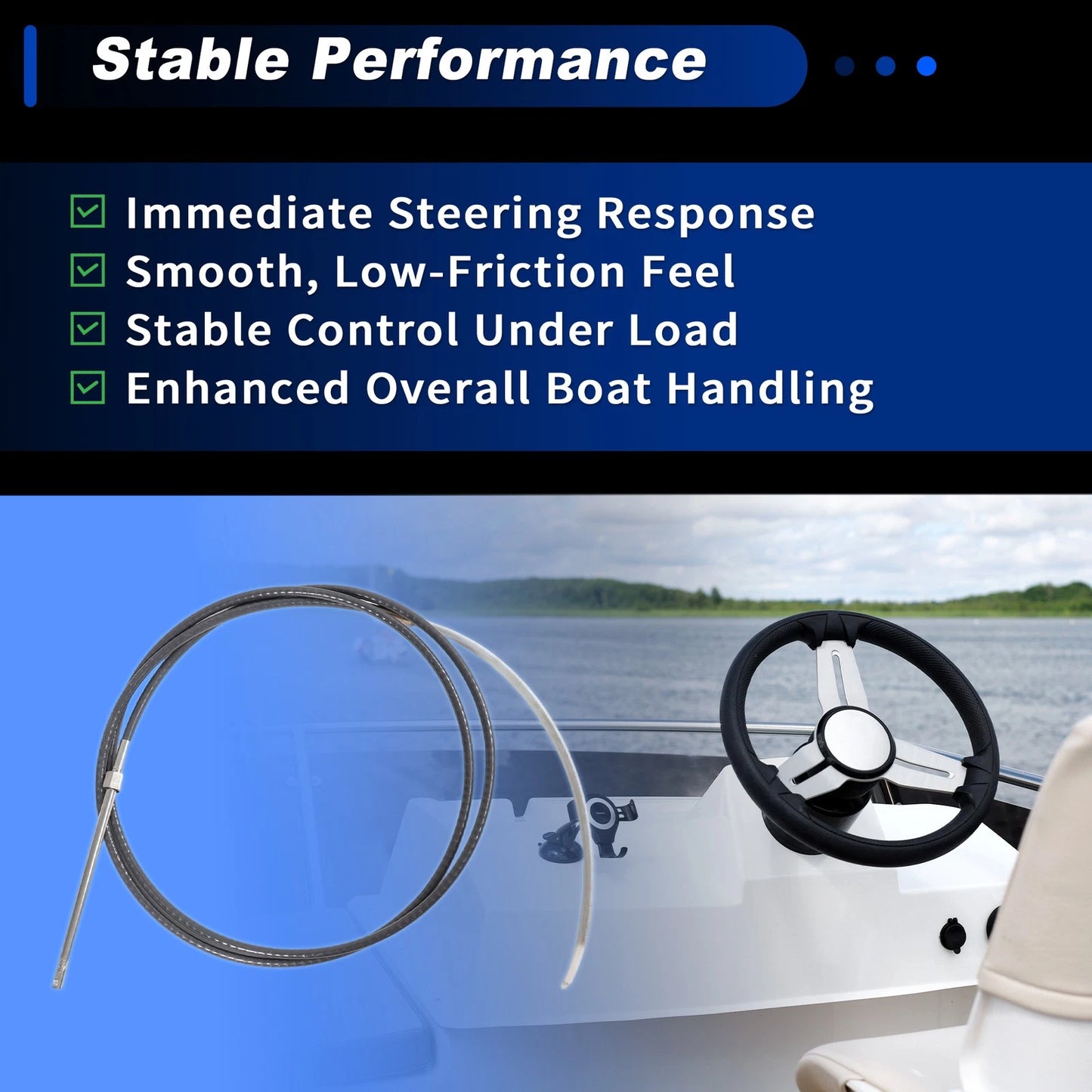 Steering Control Cable 16 ft for Marine Boat Rack