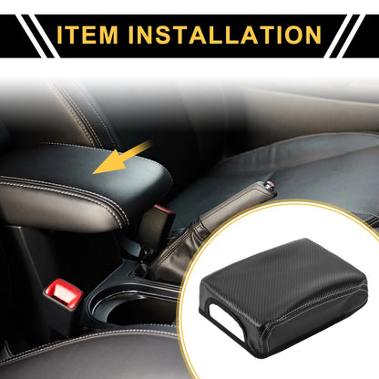 Center Console Lid Armrest Cover for Toyota Tacoma (2016-2020) Black Faux Leather