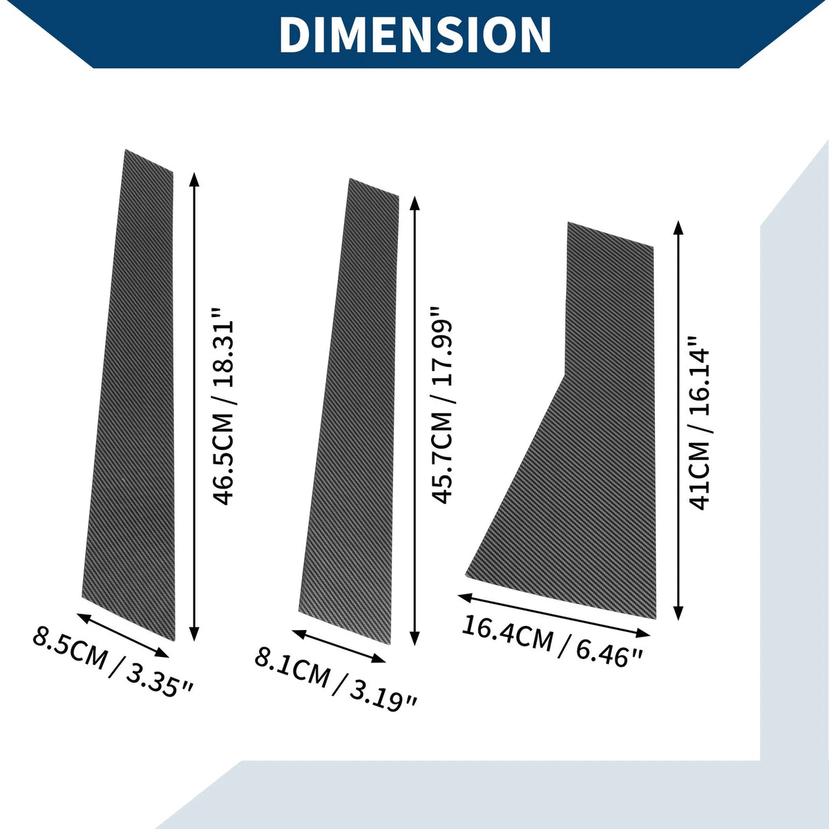 6 x Door Pillar Trim for Acura MDX (2007-2013) Carbon Fiber Pattern Black