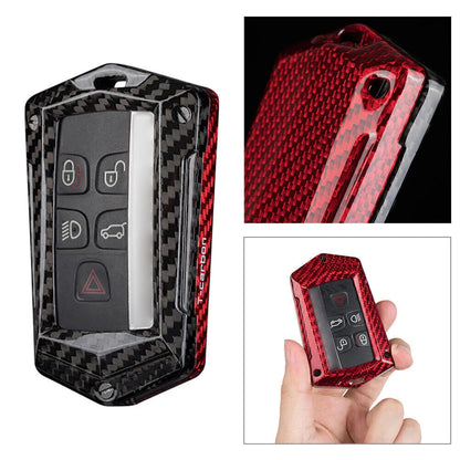 Red & Black Carbon Style Key Fob Case Cover for Land Rover Range Rover XF, XE