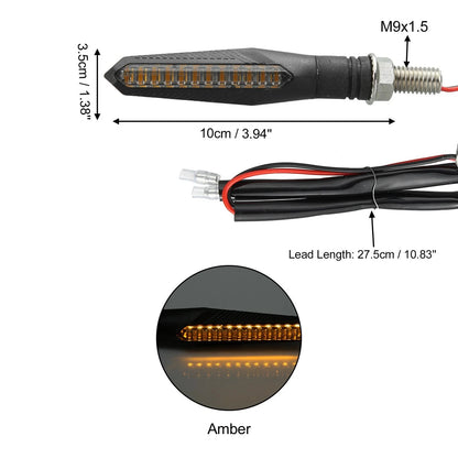 2pcs Motorcycle Flowing Turn Signal Lights Amber Light 12V LED Blackened Shell for Make Model
