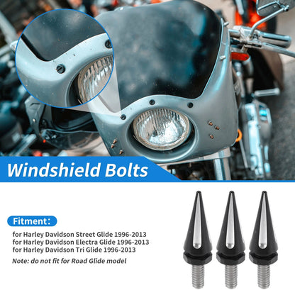 Windshield Bolts Aluminum Black for Harley Davidson Street Glide (1996–2013)