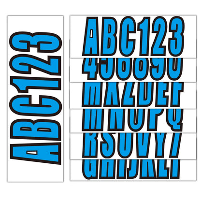 Blue Boat Registration Numbers & Letters (4 Sets) Marine Vinyl Decals