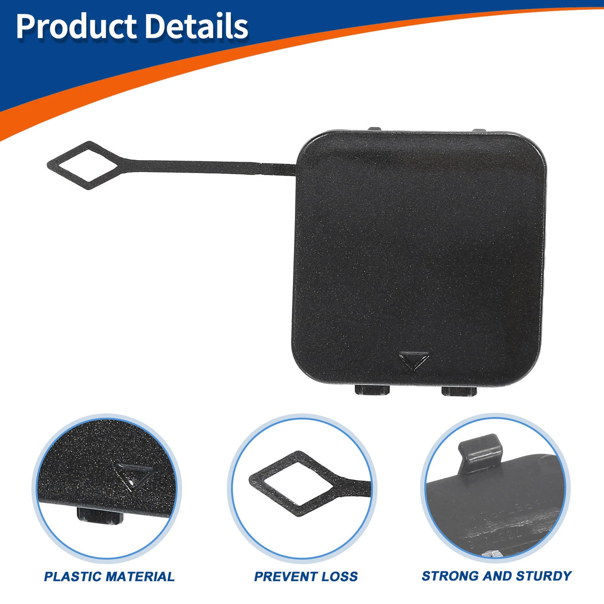 Rear Right Tow Hook Cover for BMW 530i 540i (2001-2003) Light Gray