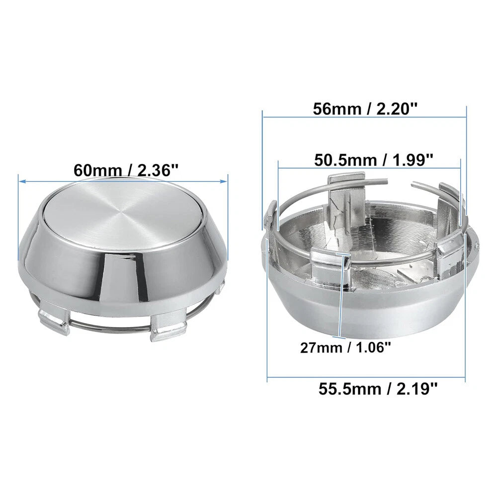 4 x 60mm Chrome Wheel Center Caps for Universal Rims (No Logo)