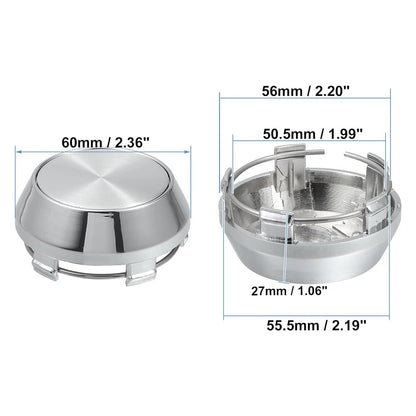 4 x 60mm Chrome Wheel Center Caps for Universal Rims (No Logo)
