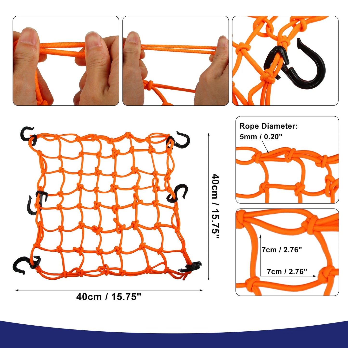 40x40cm 49 Holes Motorcycle Luggage Cargo Net Storage Bag Universal