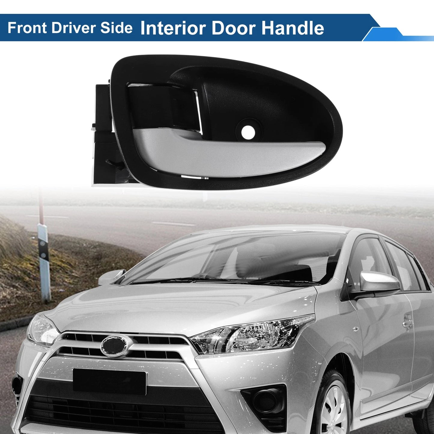 Front Passenger Side Door Handle for Toyota Yaris (2008-2013) Black Chrome