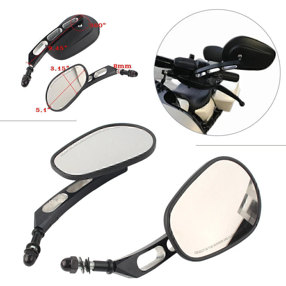Matte Black Rearview Side Mirror for Harley Sportster 883, Softail, Dyna (2004-2023)