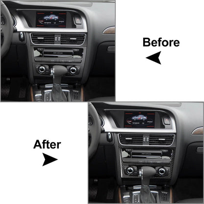 Carbon Fiber Console CD Panel Cover Trim for Audi A4 A5 Q5 B7 (2009-2016)