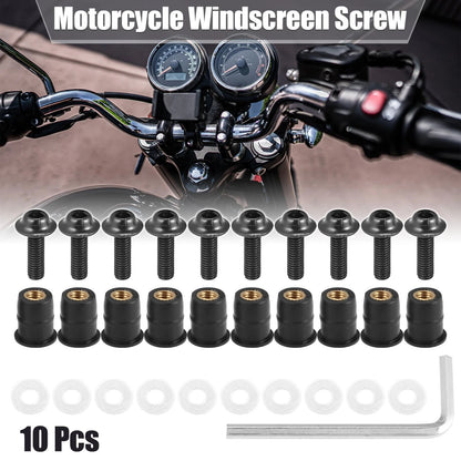 10pcs M5 5mm Windscreen Screws Fairing Windscreen Screw Titanium Tone