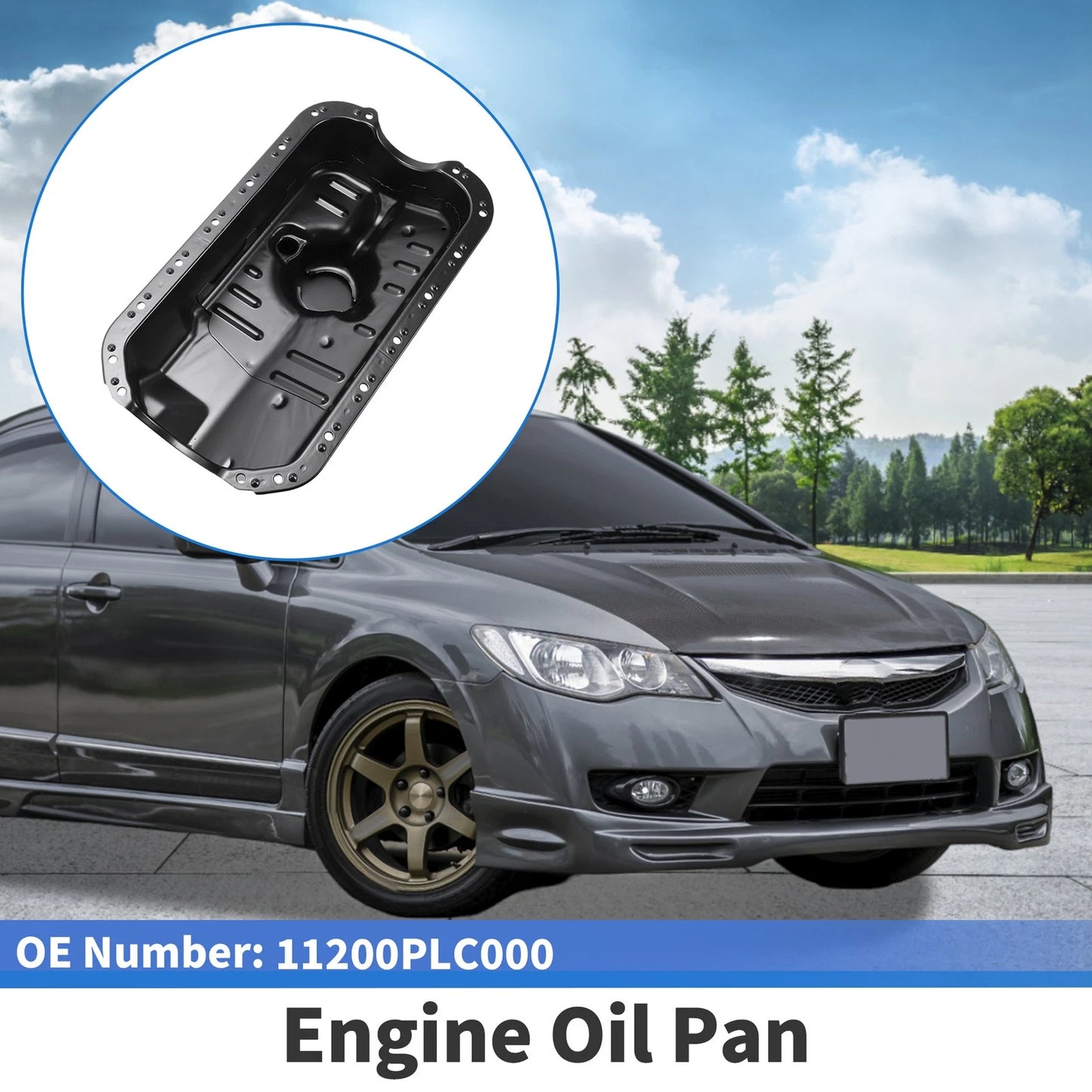 Engine Oil Pan for Honda Civic (2001-2005) - 1 x Iron Black