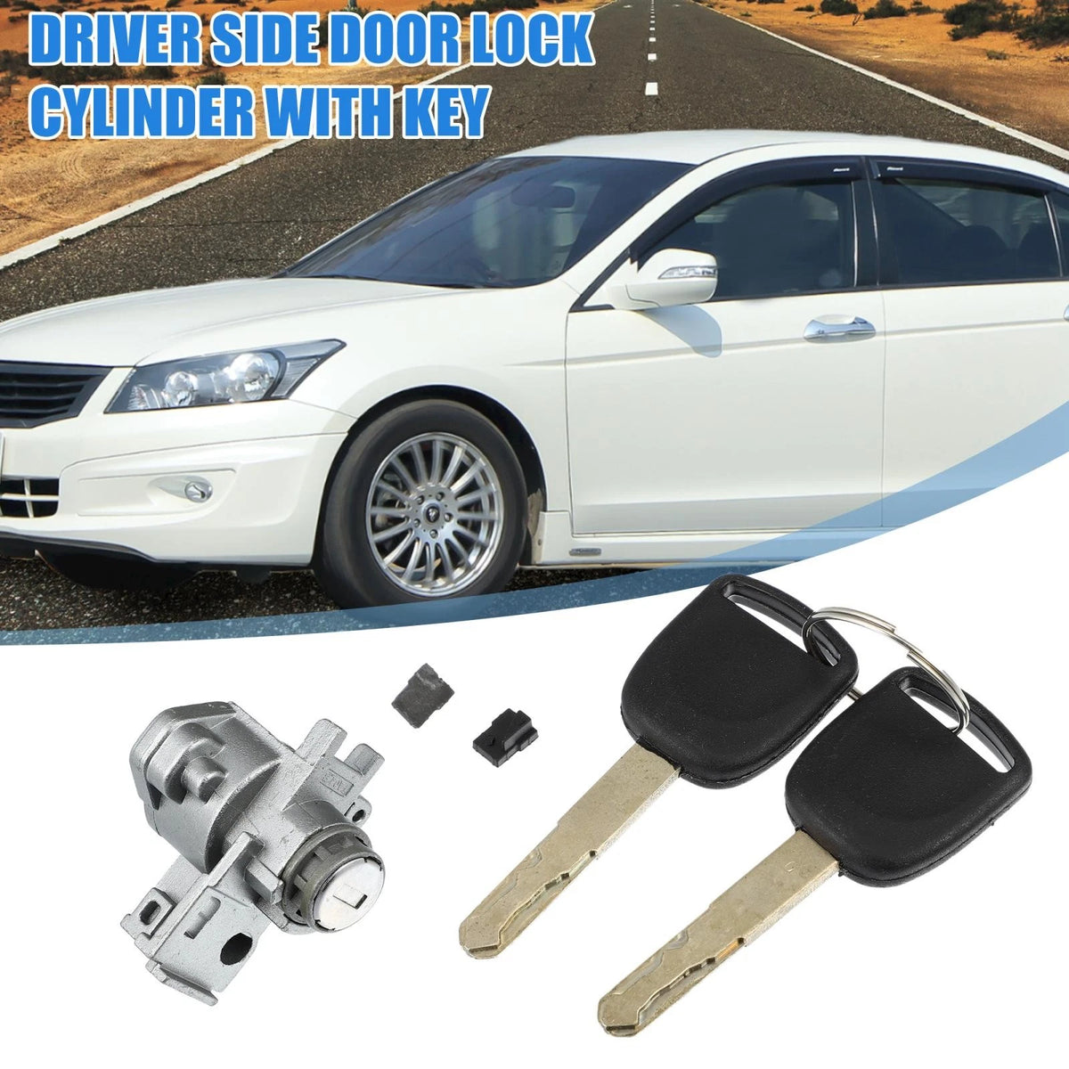Front Left Door Lock Cylinder w/ 2 Keys for Honda Accord (2008-2013)