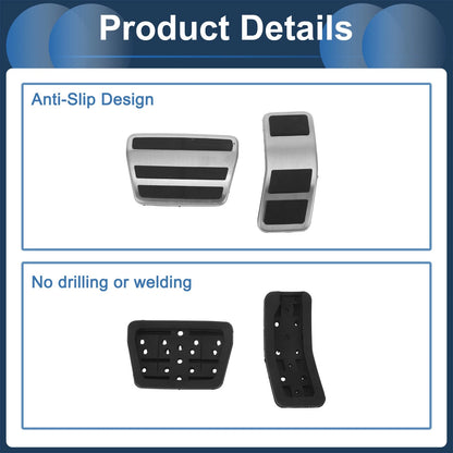 Foot Accelerator Pedal Covers for Ford Fiesta (2007-2012) Silver Tone