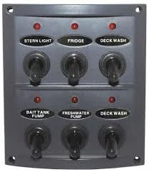 Boat Caravan Switch Panel 12V LED 6 Gang Dark Grey Waterproof Red Lights