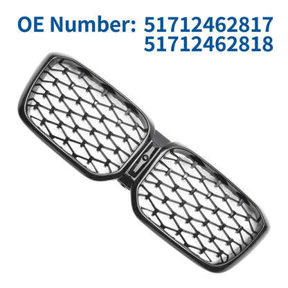 Front Upper Bumper Grille for BMW X3 G01 2020-2023 Diamond Star Gloss Black