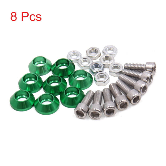 Windscreen License Plate M6 Bolts 8Pcs for Universal Green Metal Motorcycle