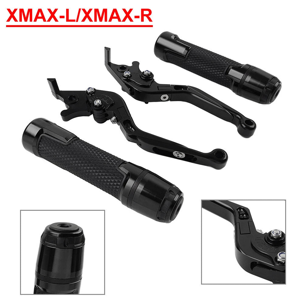 Black Brake Clutch Lever Handlebar Grip Set for Yamaha XMAX 125 250 300 400