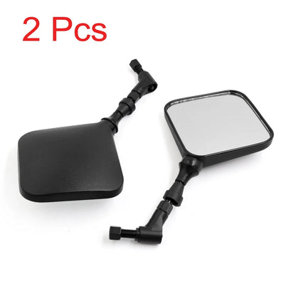 2 x Black Square Shaped 10mm Thread Diameter Rearview Mirror for Motorcycle