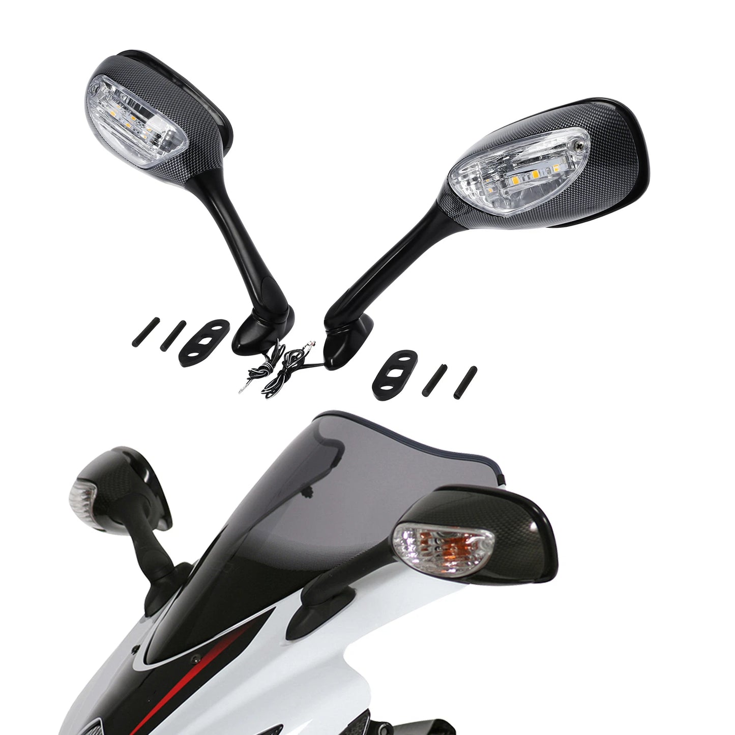 Rear-View Mirrors with Turn Signals for Suzuki GSXR600 GSXR750 (2006-2025)