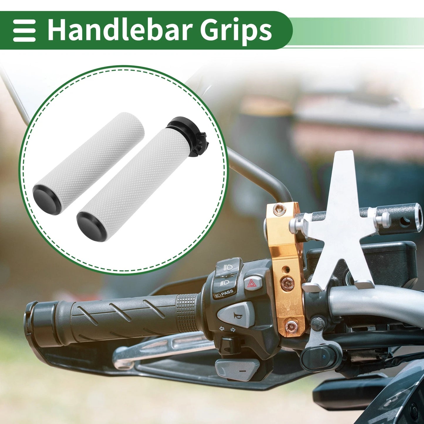 7/8" 22mm Hand Grips Cover Kit for Motorcycle TPU White