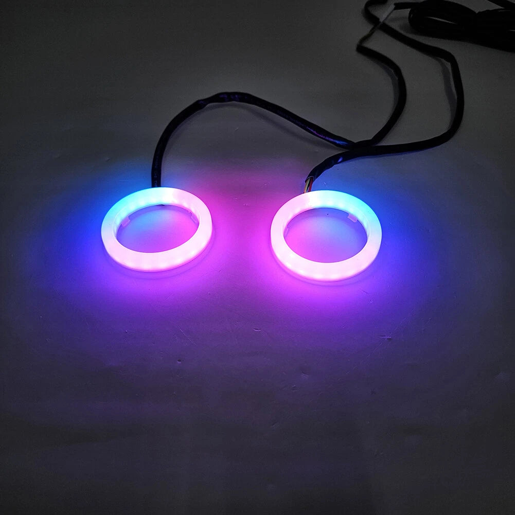 120MM RGB Phone Control Angel Eye Halo Rings Headlight DRL for Car