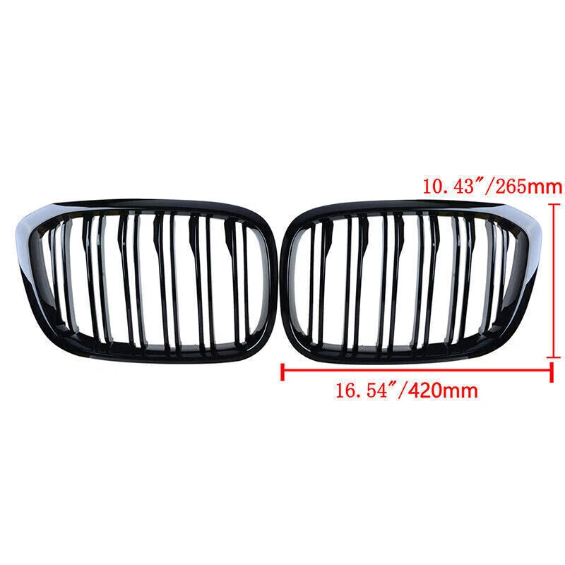 2 x Glossy Black Front Kidney Grilles for BMW X3 G01, X4 G02 (2018-2022)