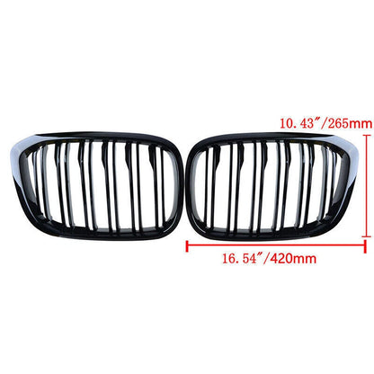 2 x Glossy Black Front Kidney Grilles for BMW X3 G01, X4 G02 (2018-2022)