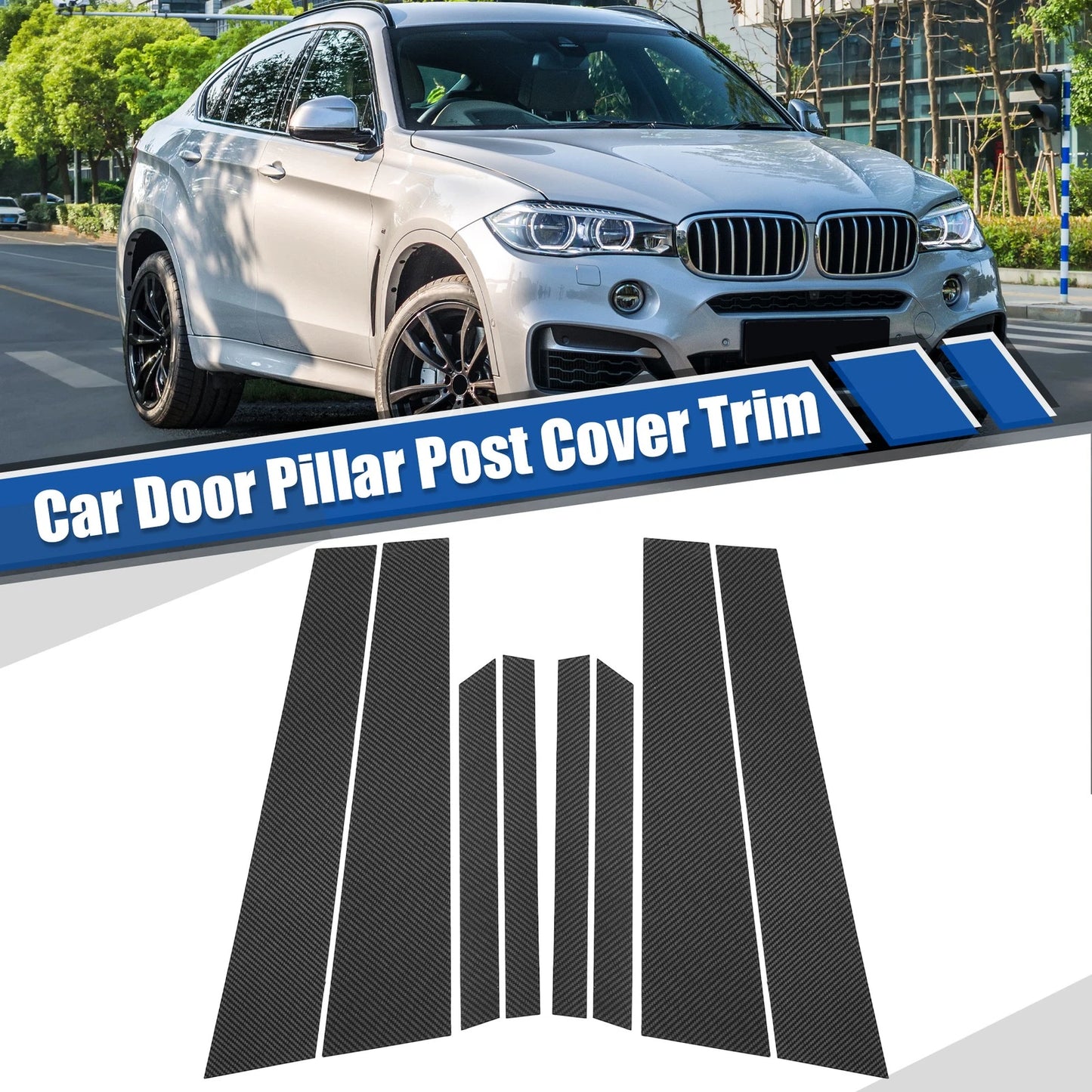 Carbon Fiber Car Door Window Pillar Post Cover Trim for BMW X6 (2015-2020)