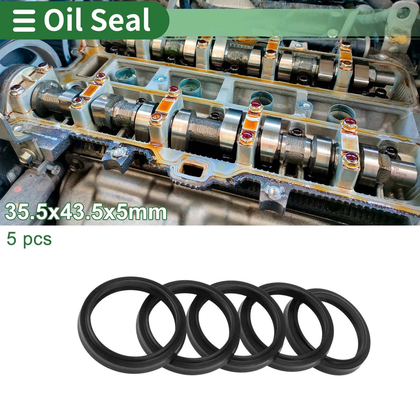 Oil Seal 5 x 35.5x43.5x5mm Rotary Shaft Seal NBR Rubber Black