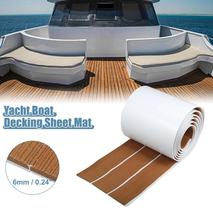 95"x7" EVA Faux Teak Decking Sheet Carpet Mat for Boat Yacht Marine Brown White