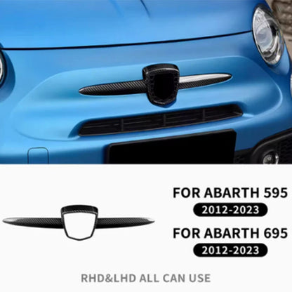 100% Gloss Carbon Fiber Front Emblem Cover Trim for Fiat 500 Abarth 2012-2019