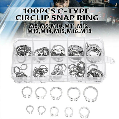 100pcs External Circlips Retaining Ring 8mm-18mm for Universal