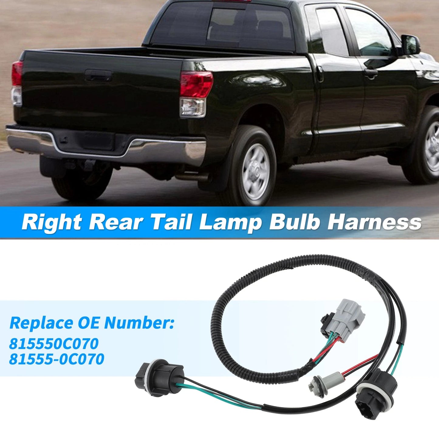 Right Tail Light Socket Wiring Harness for Toyota Tundra (2007–2014)